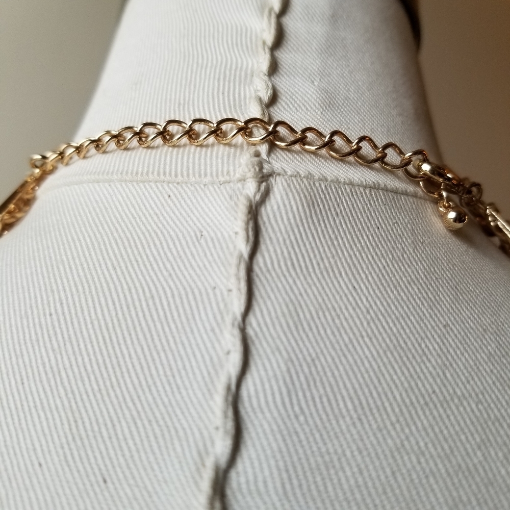 Gold Multi Chain Rhinestone Statement Necklace - image 5